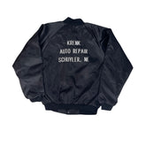 Vintage 80s Krenk Auto Repair Shop Wear-Guard Black Satin Baseball Jacket XL Embroidered Logo